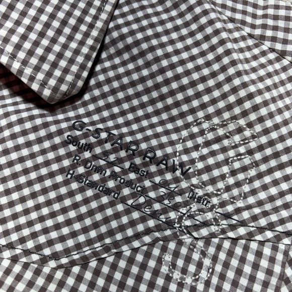 G Star Raw 3301 Southeast 5204 Western Brown Check Rare Long Sleeve Shirt Sz XL - Picture 5 of 7